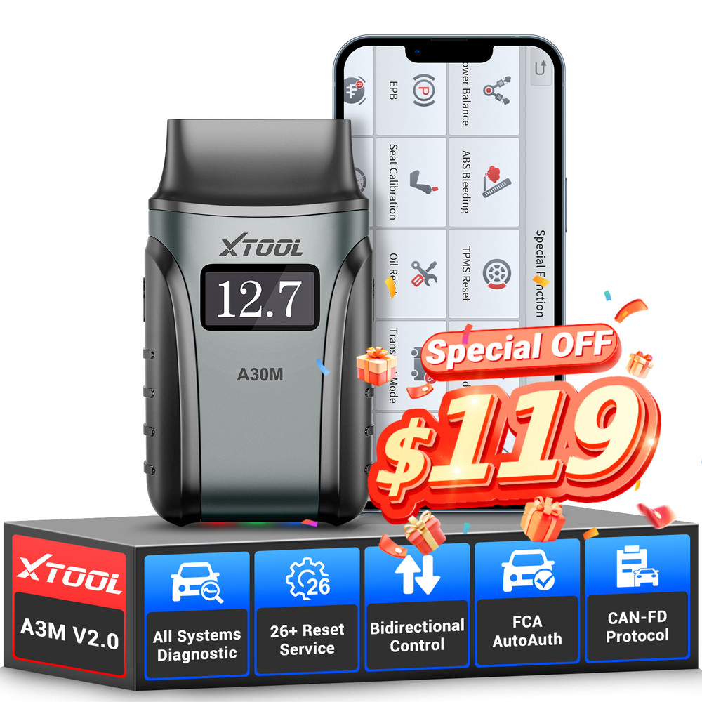 XTOOL A30M V2.0 Bluetooth Auto OBD2 Scanner Full System Diagnostic Tool 26+Reset