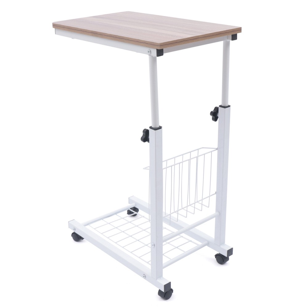 Bedside Sofa Side Table Wheels Hospital Overbed Rolling Tray Adjustable Height