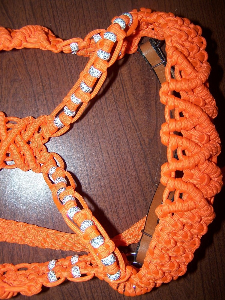 Orange Sidepull Headstall with Rhinestone Beads NEW