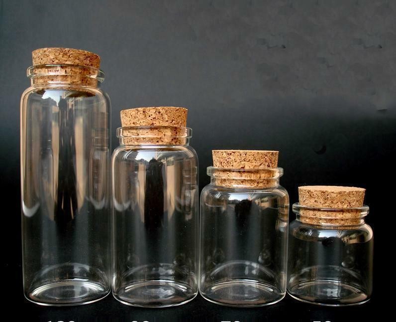 1pcs 80ml Empty Sample Vials Clear Glass Bottles with Corks Jars