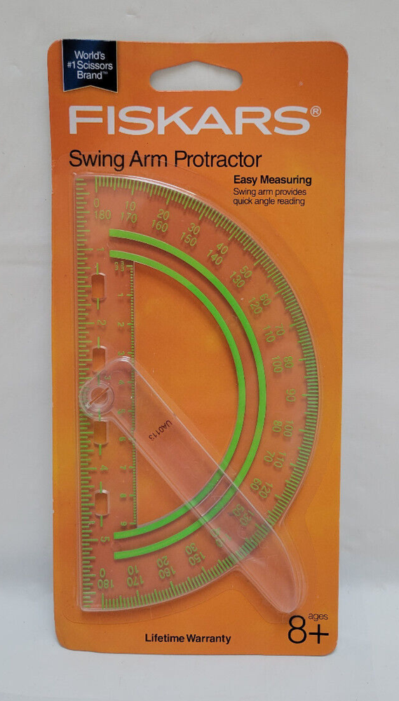 New Fiskars Swing Arm Protractor - Easy Measuring - Green