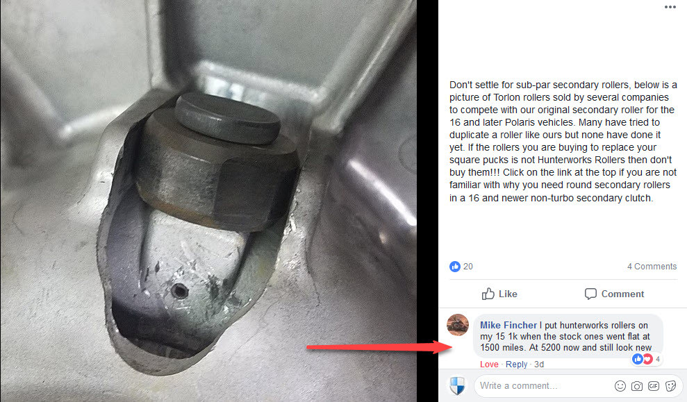 Polaris Rollers Rzr/Ranger/General 2016-2024 1000/900 Secondary Clutch w/ Pins