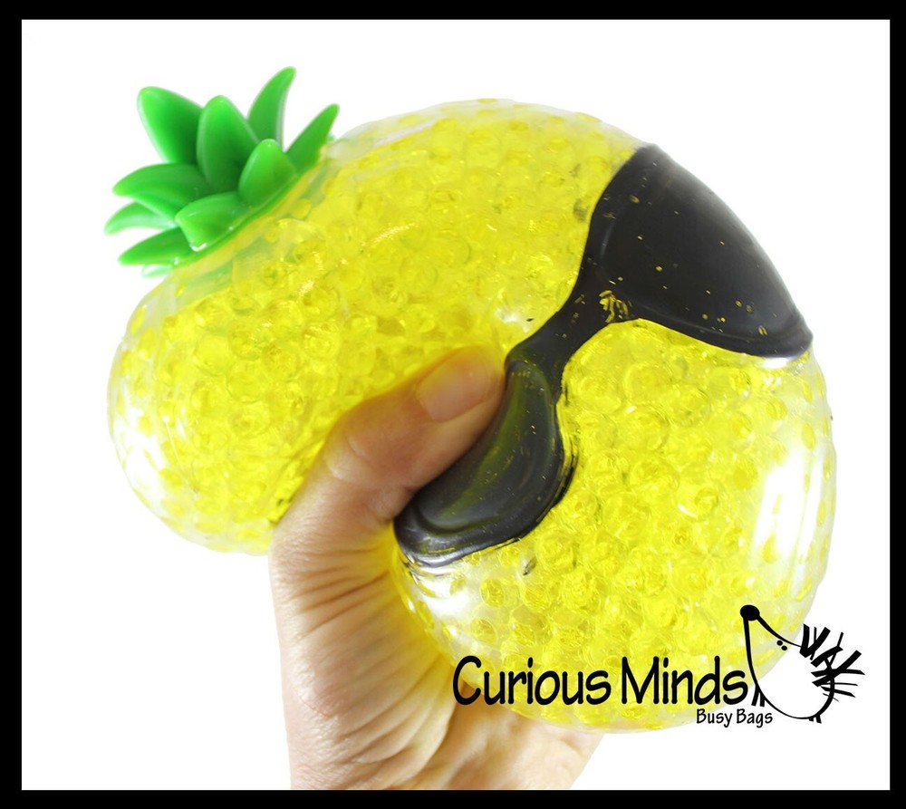 1 RANDOM JUMBO Fruit with Faces Squeezy Bead Filled Squeeze Stress Ball