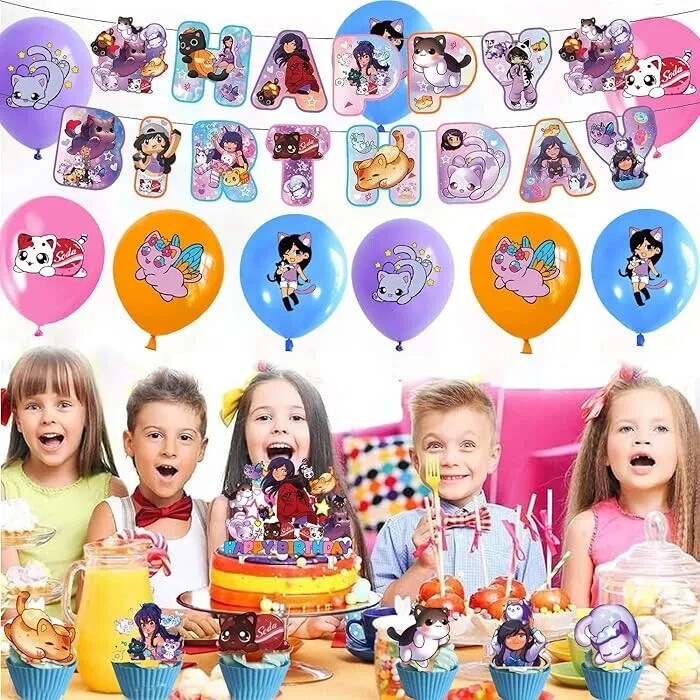 Aphmau Cat Theme Birthday Party Supplies Kit for Kids Decoration