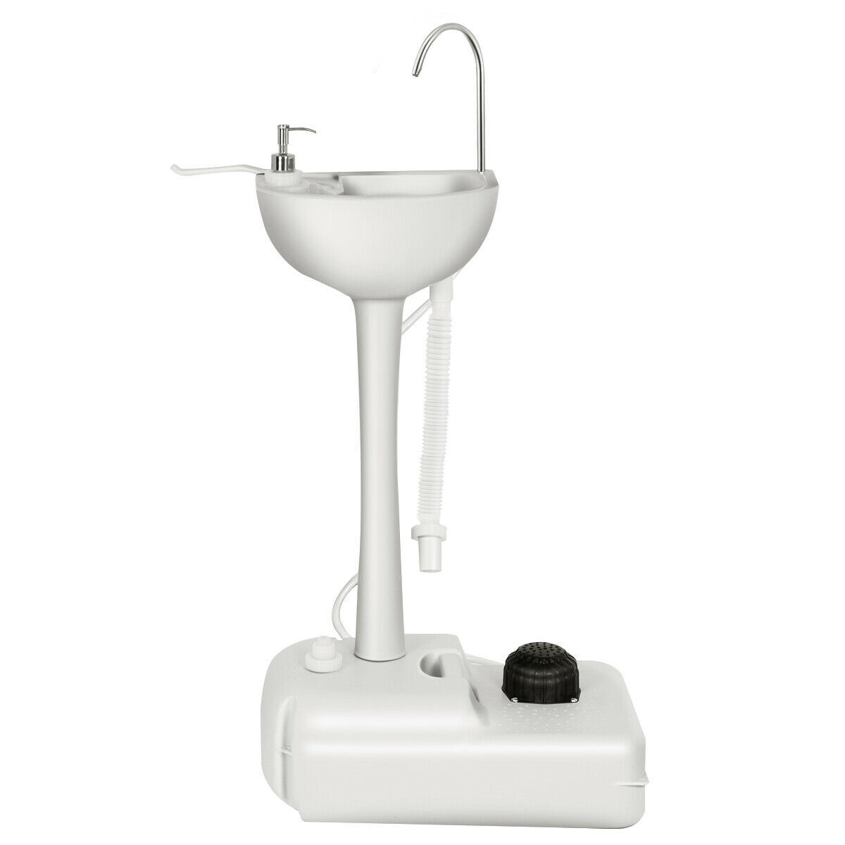 Portable Wash Sink Camping Sink Wash Basin Stand w/ Wheels & Foot Pump