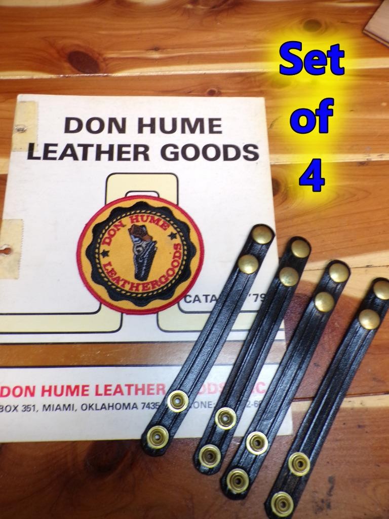 Set of 4 DON HUME Black Police Duty Belt Keepers 3/4" Wide Double BRASS Snaps