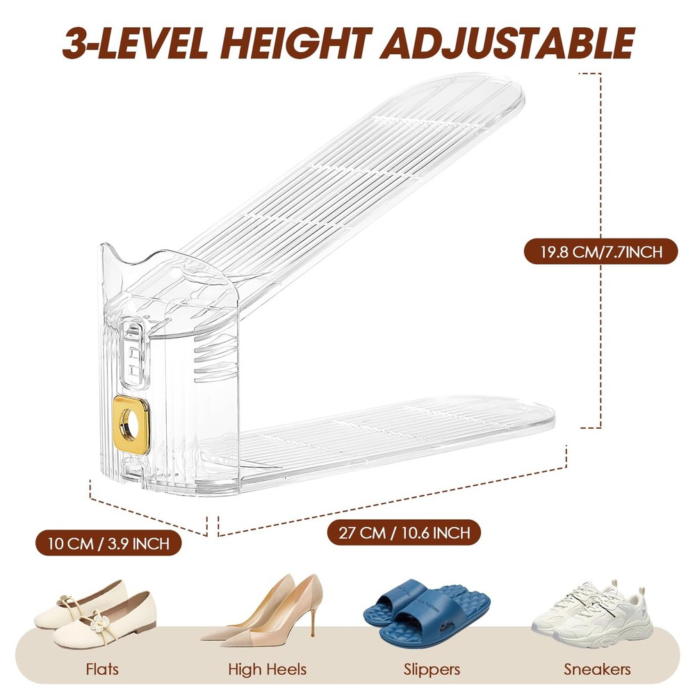 MOVDEET 20 Pack Shoe Slots Organizer Adjustable Shoe Stackers Double Deck Shoe R