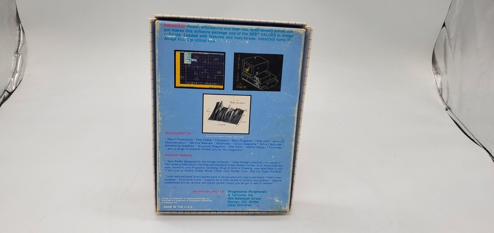 Intro Cad (Progressive Peripherals & Software, Commodore Amiga, 1988) CIB Works!