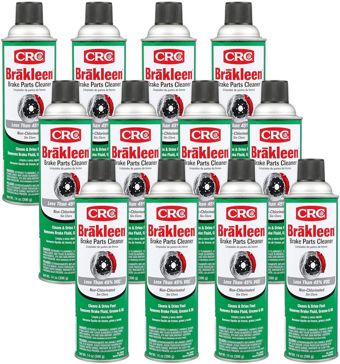 CRC (05084) Brakleen Non-Chlorinated Brake Parts Cleaner - 14 oz - 12 Pack
