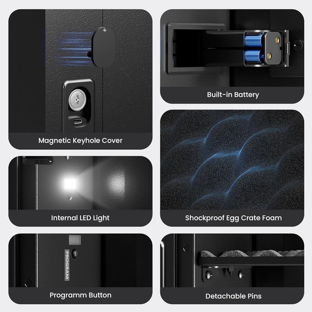 Quick Access Wall Safe with Removable Pegboard & Shelfs, Flat Hidden White Wall