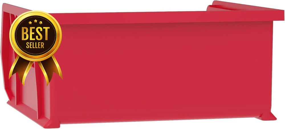 Stackable Plastic Storage Bins 6 Pack 11x11x5 Garage Pantry Organization Red