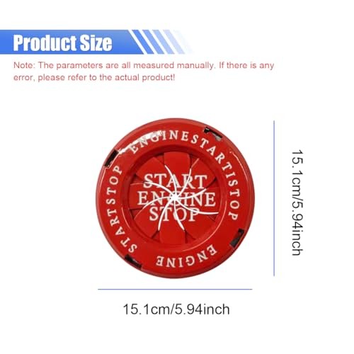 Rotary Push Start Button Cover, Stylish Metal Car Engine Start Stop Button Red