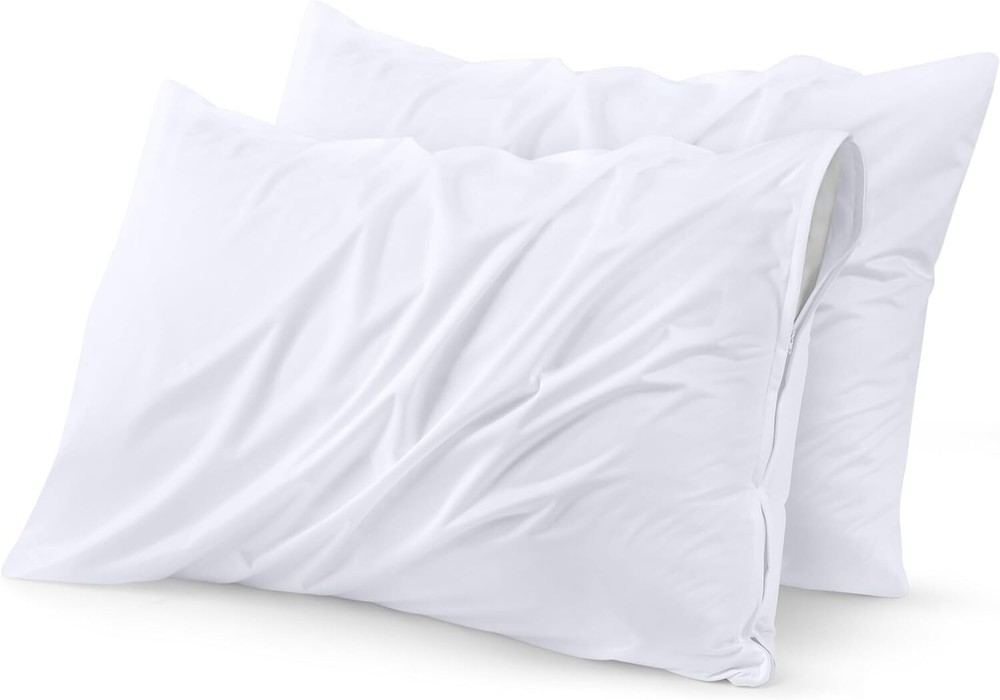 Utopia Bedding Waterproof Pillow Protector Zippered (2 Pack) Standard – Bed