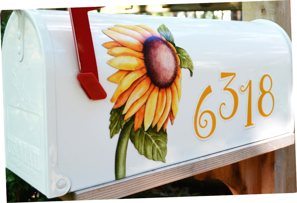 Mailbox Magnet Partial Cover Sunflower Personalized White Mail Box