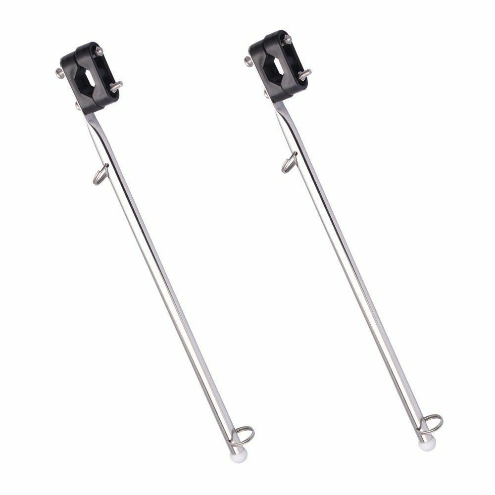 2X Stainless Steel Boat Flag Pole Holder fit 7/8" - 1" Rail Mount Pontoon/Kayak