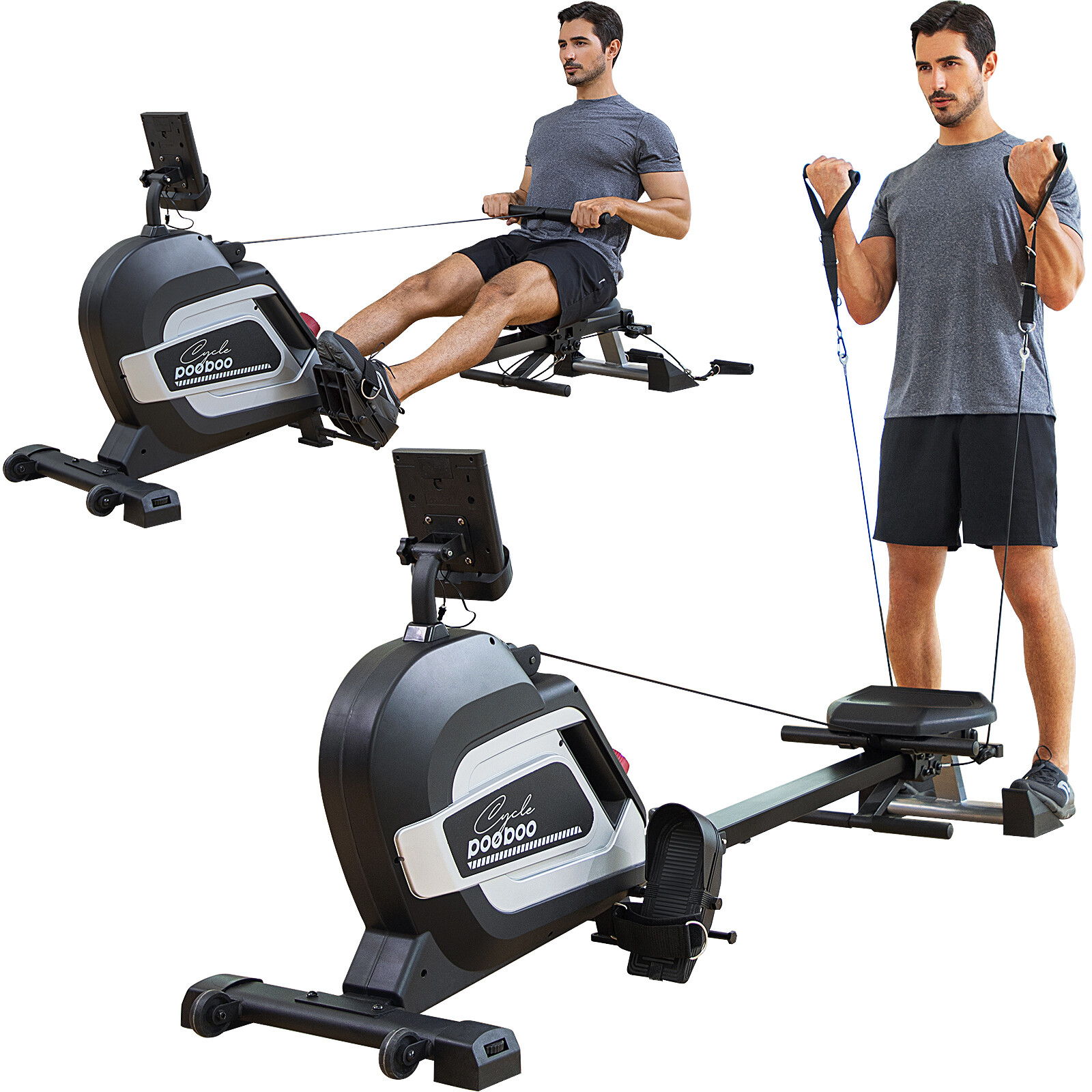 Magnetic Rowing Machine Bluetooth Rower Machine for Home Cardio Training Machine