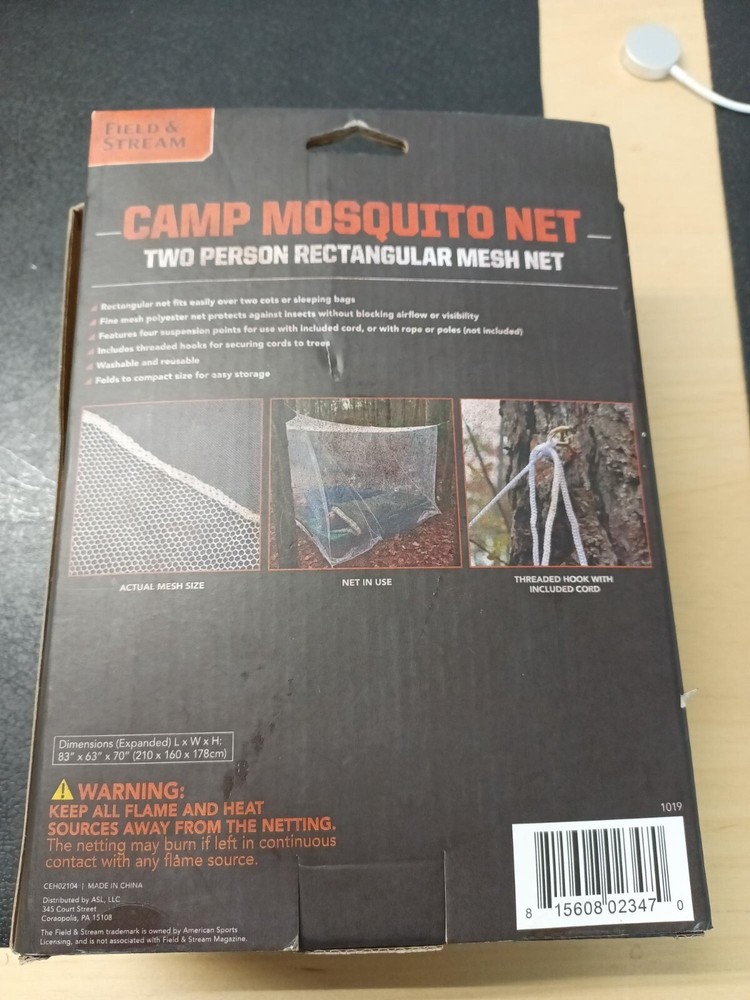 New Camp Mosquito Net for Two Person Rectangular Mesh Net White