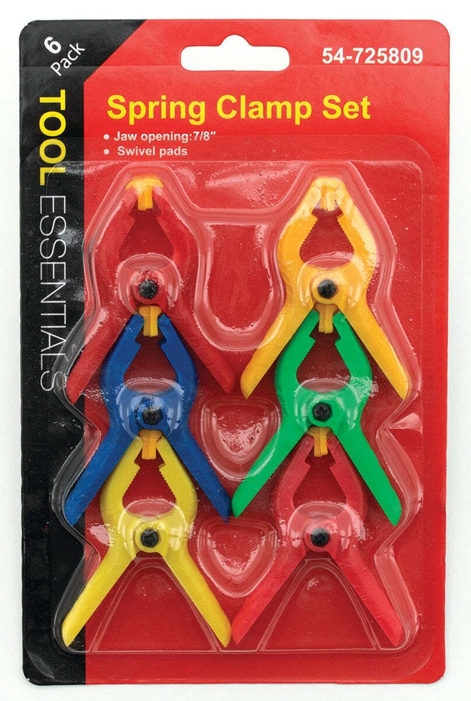 24 Pack Tool Essentials 6pc 2" Spring Clamps, Assorted Colors