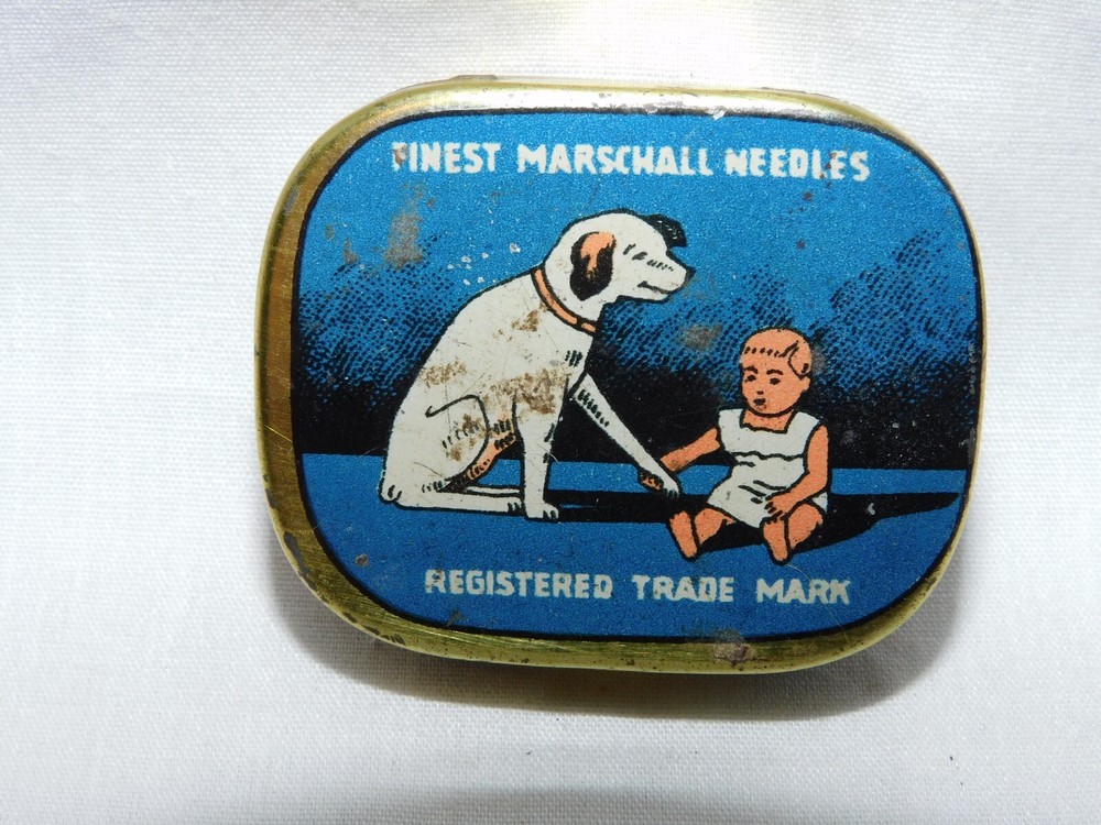 ANTIQUE " MARSCHALL  " PHONOGRAPH / GRAMOPHONE TIN NEEDLE BOX - GERMANY