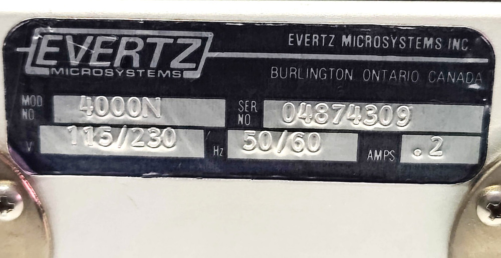 WORKING Evertz 4000 Professional VITC/LTC Timecode Generator / Reader Rack Unit