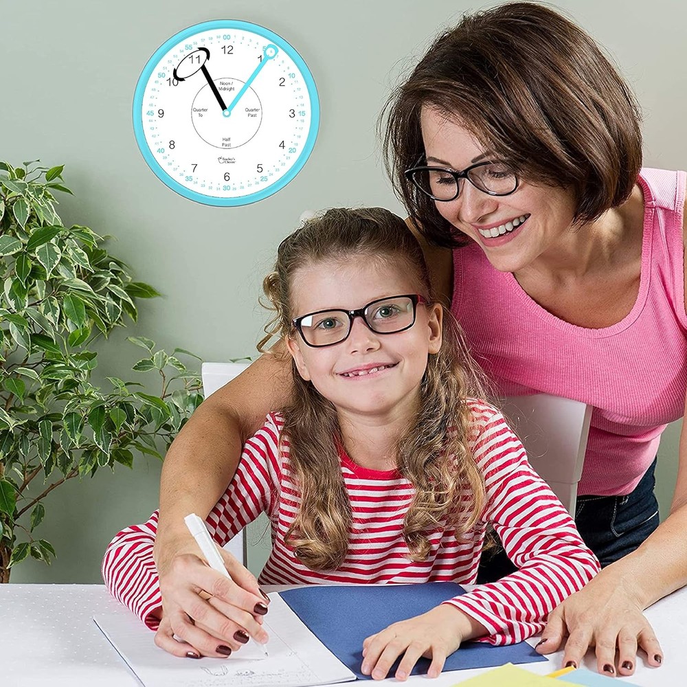 Educational Wall Clock - Silent Movement Time Teaching Clock