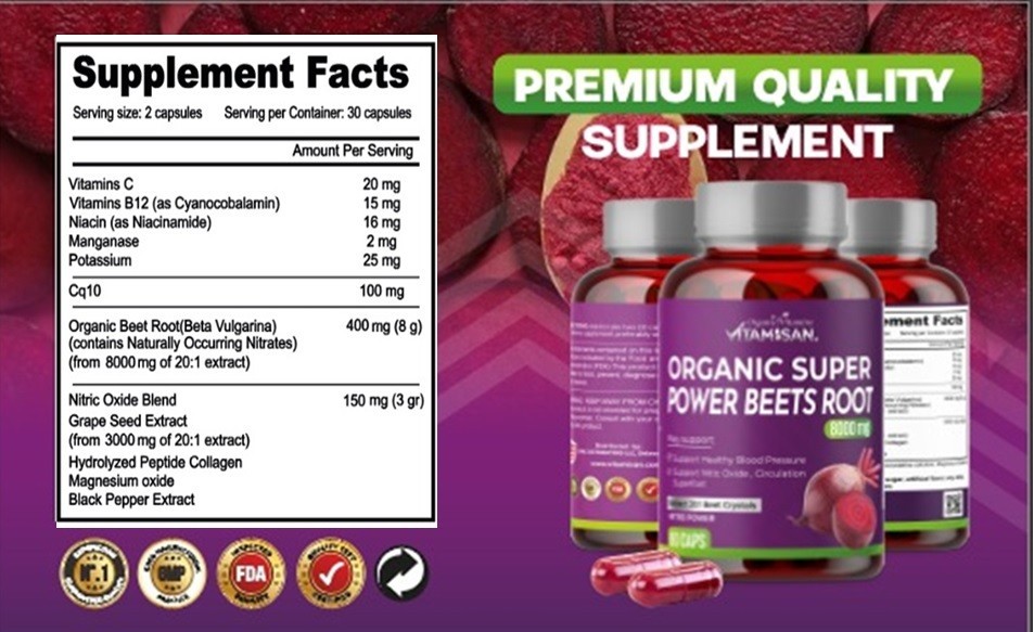 120 Beets Circulation Superfood Beet Root Powder caps 8000 mg 20:1 Nitric Oxide