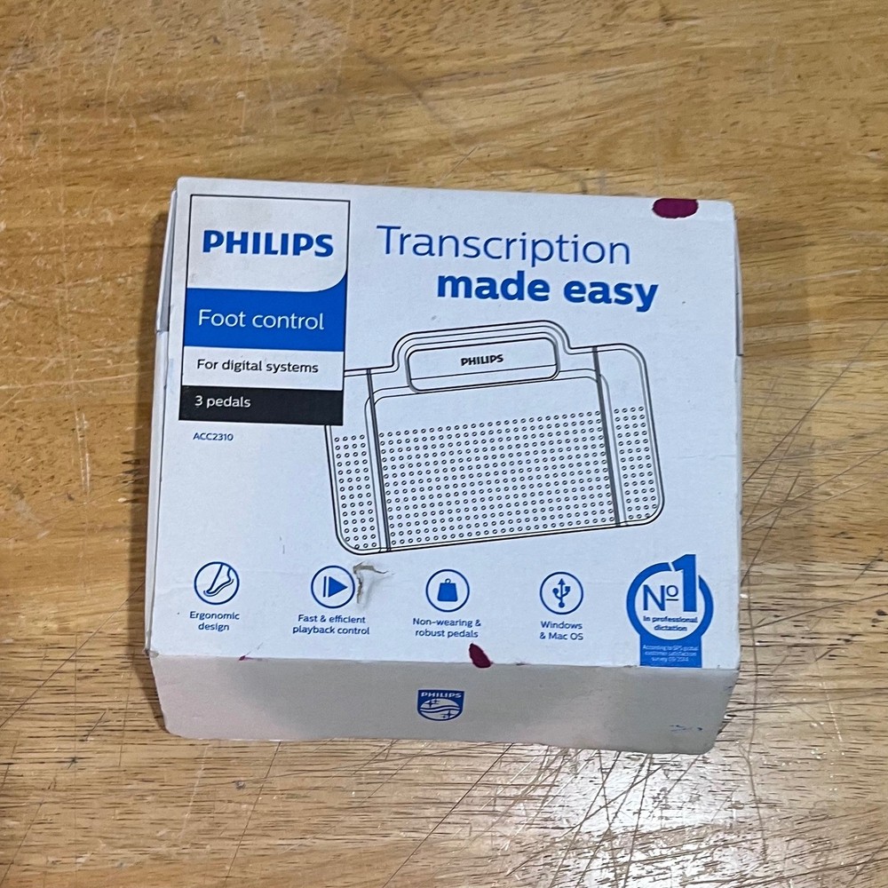 Philips ACC2310 Transcription Foot Control 3 Pedals for Digital Systems USB