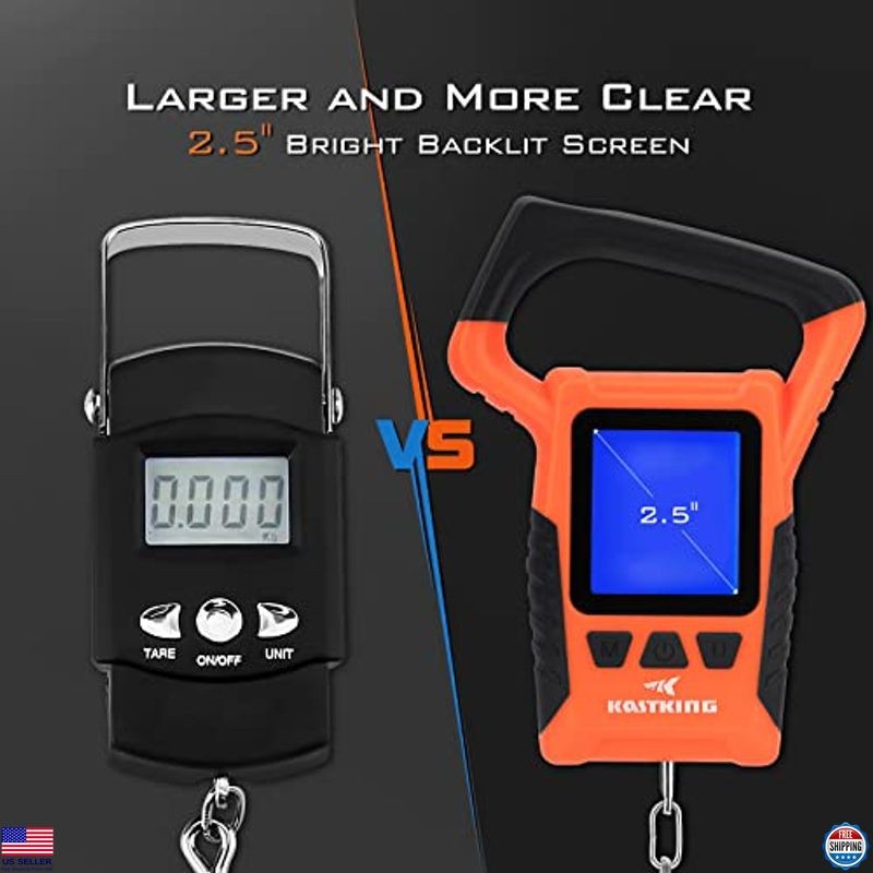 Floating Waterproof Digital Fish Scale, 110lb Capacity, LCD Display, 9 Weights