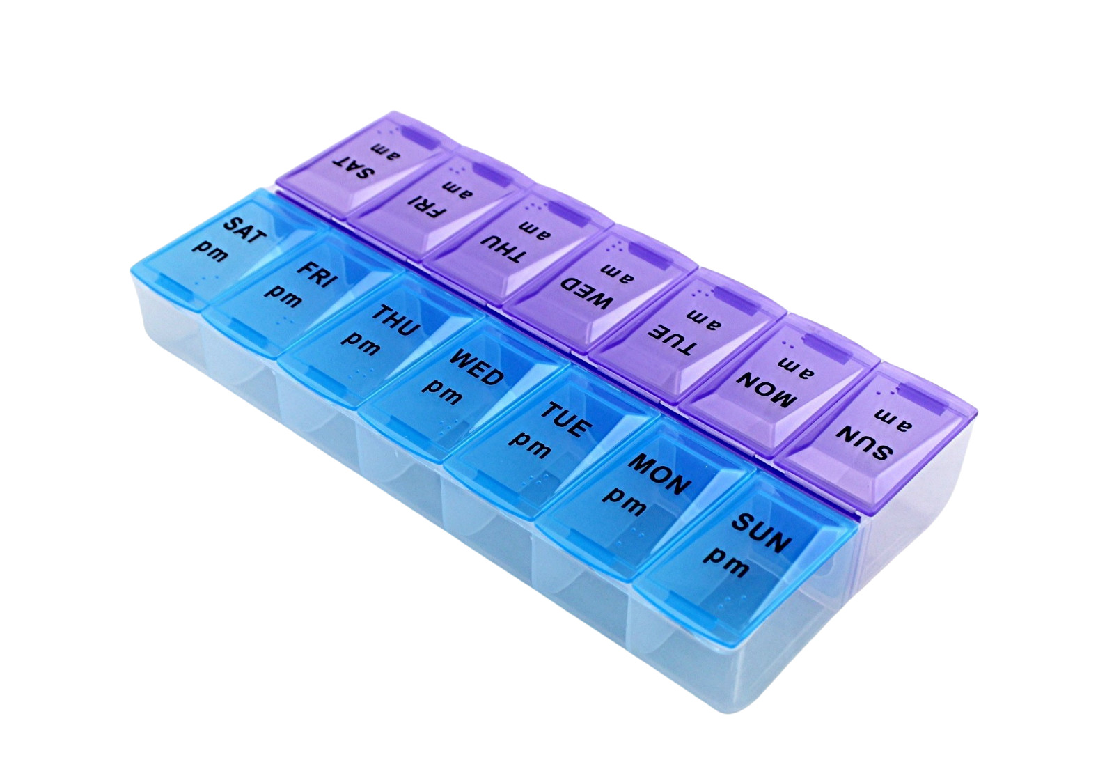Jumbo Extra Large 7.5" x 4" Pill Organizer 7 Day 2 Times a Day Weekly Pill Box
