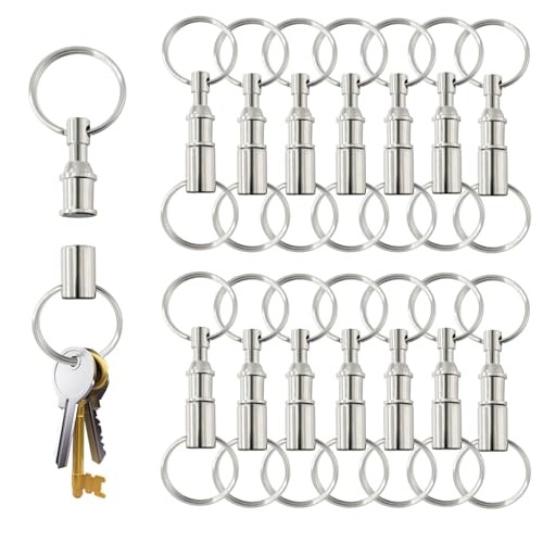 14 PCS Quick Release Detachable Keychain Dual Pull Apart Key Rings Double