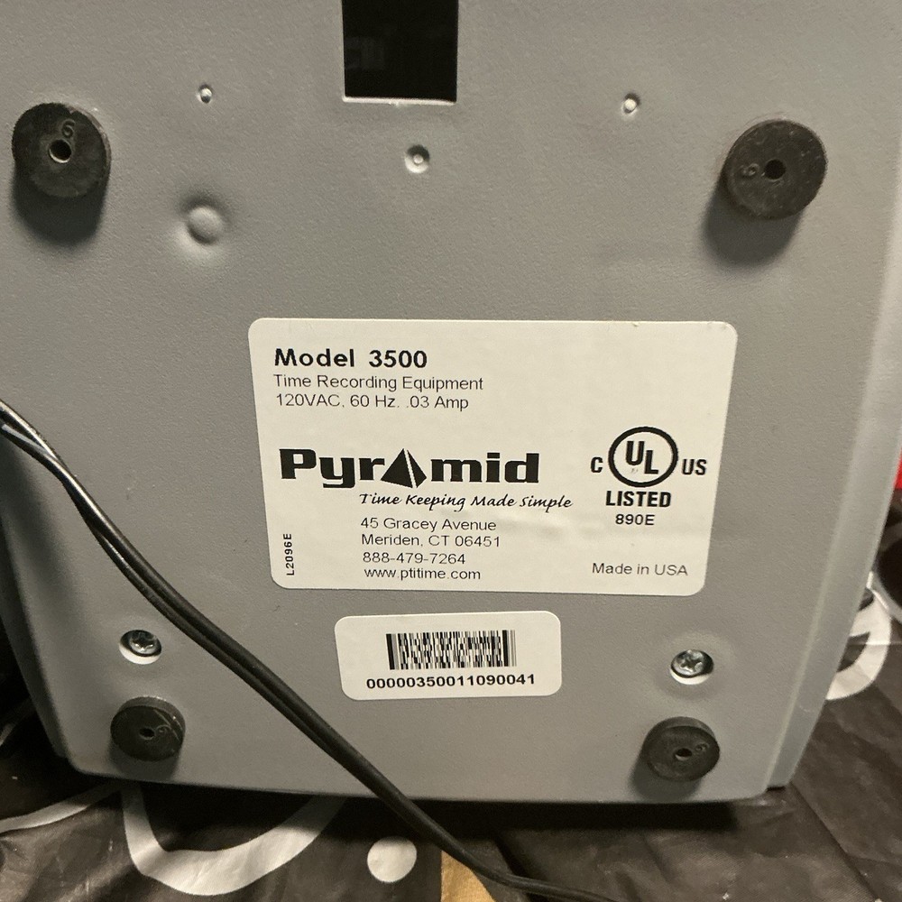 Pyramid Technologies 3500 Time Clock (no keys) Tested