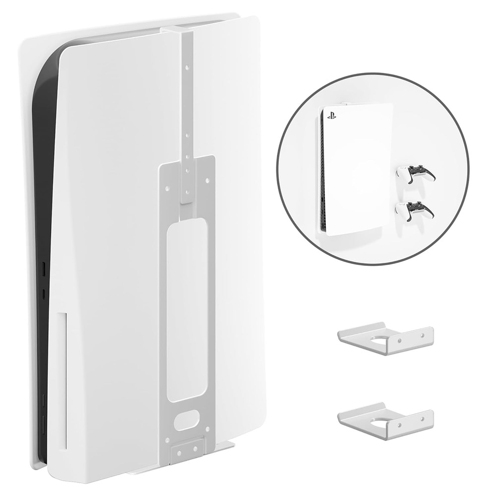 Upgraded Adjustable Console Holder Wall Mount for PS5: Black Gaming Stand for Pl