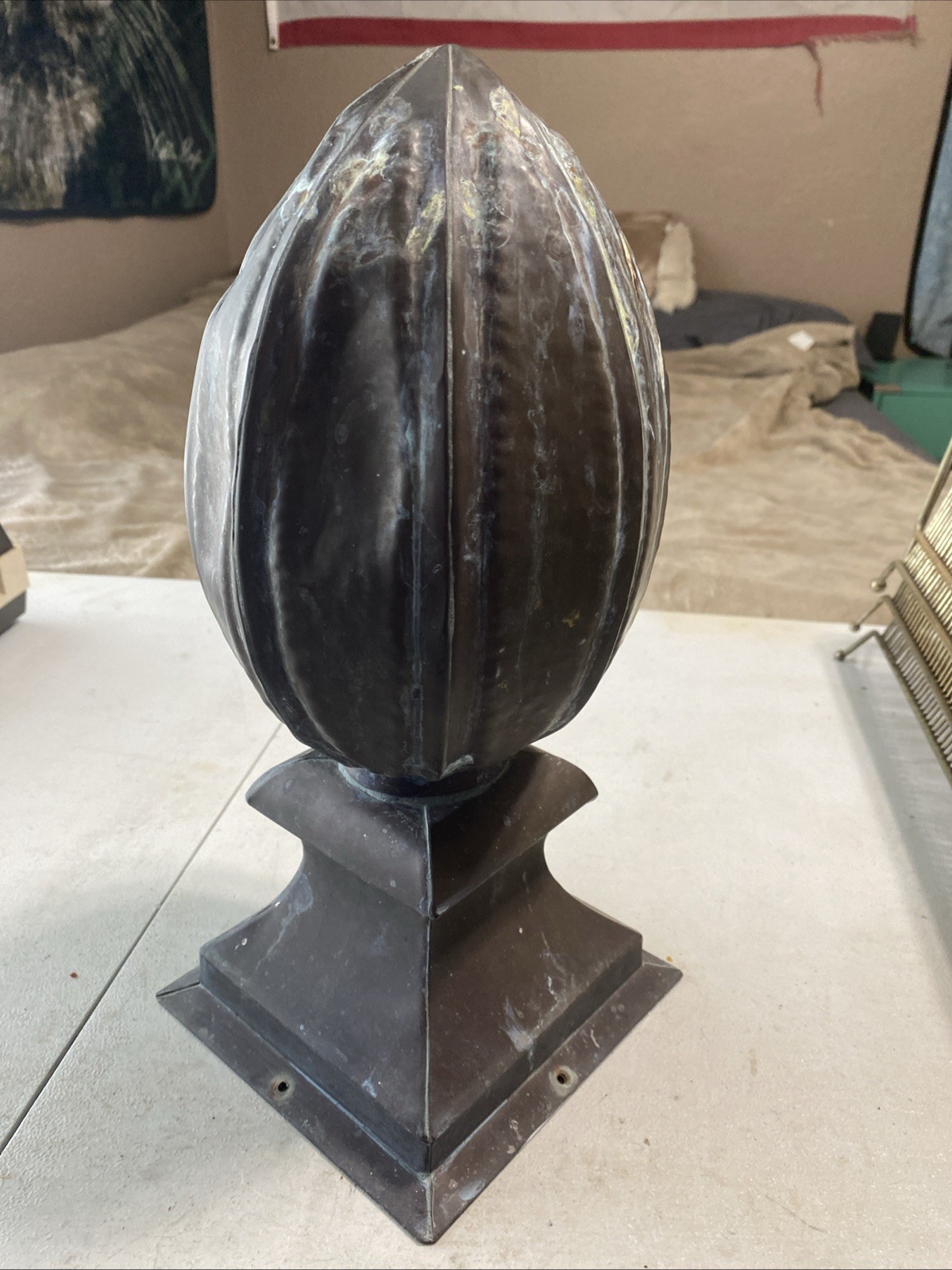 Unique Large Copper Newel Post Finial Topper. Very Nice Patina