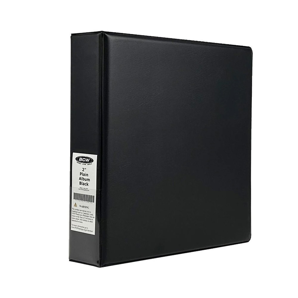 BCW 2" Collection Binder in Black Plain Solid Folder Holds 60 Pages 3 D Rings