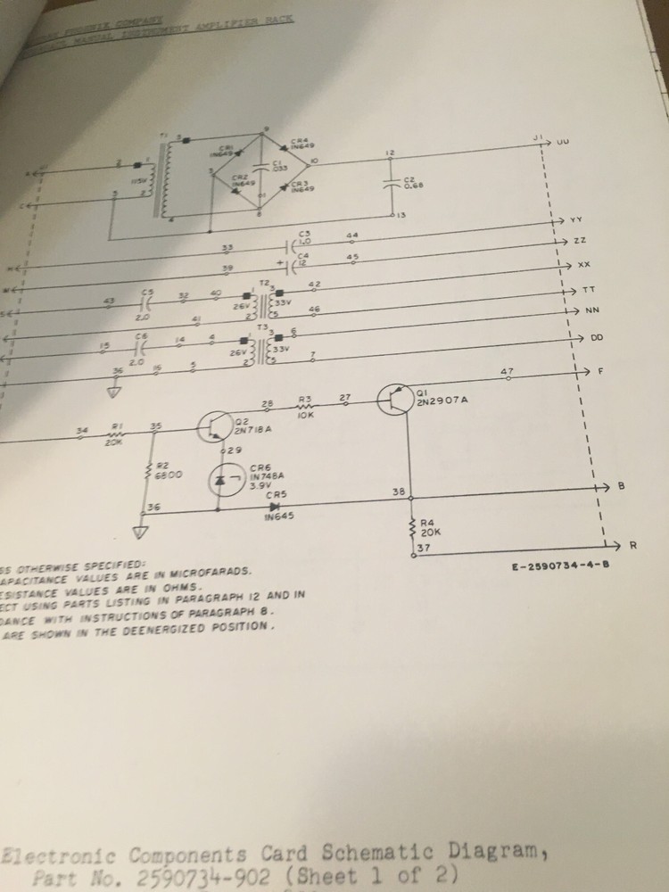 Sperry Instrument Amplifier Rack 2589201 Schematics