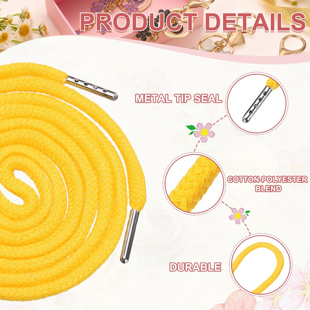 2 Pcs Hoodie Strings Drawstring Cords with Easy Threader (Light Yellow)