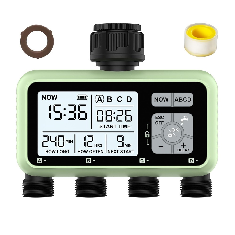 Smart Sprinkler Timer Programmable Water Timer for Garden Irrigation Auto 4 Zone