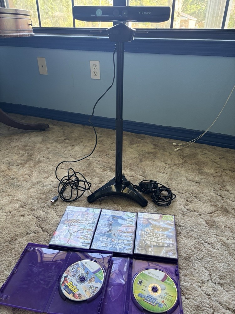 Xbox 360 Kinect Sensor Bundle w/ PDP Floor Stand & 5 Games