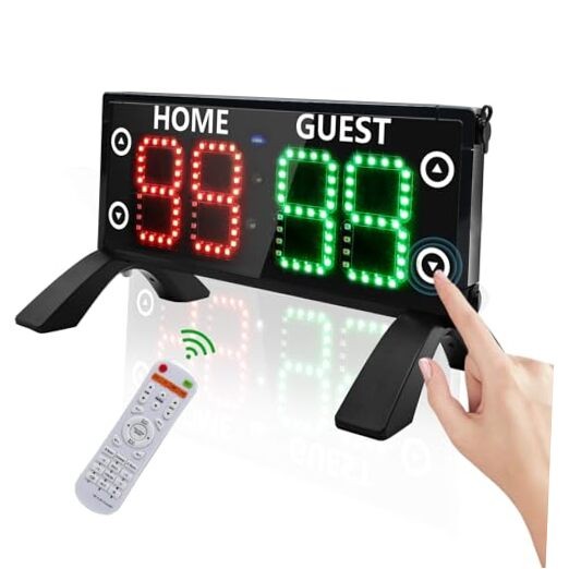 12" Large Electronic Scoreboard with Countdown Clock, Portable Digital