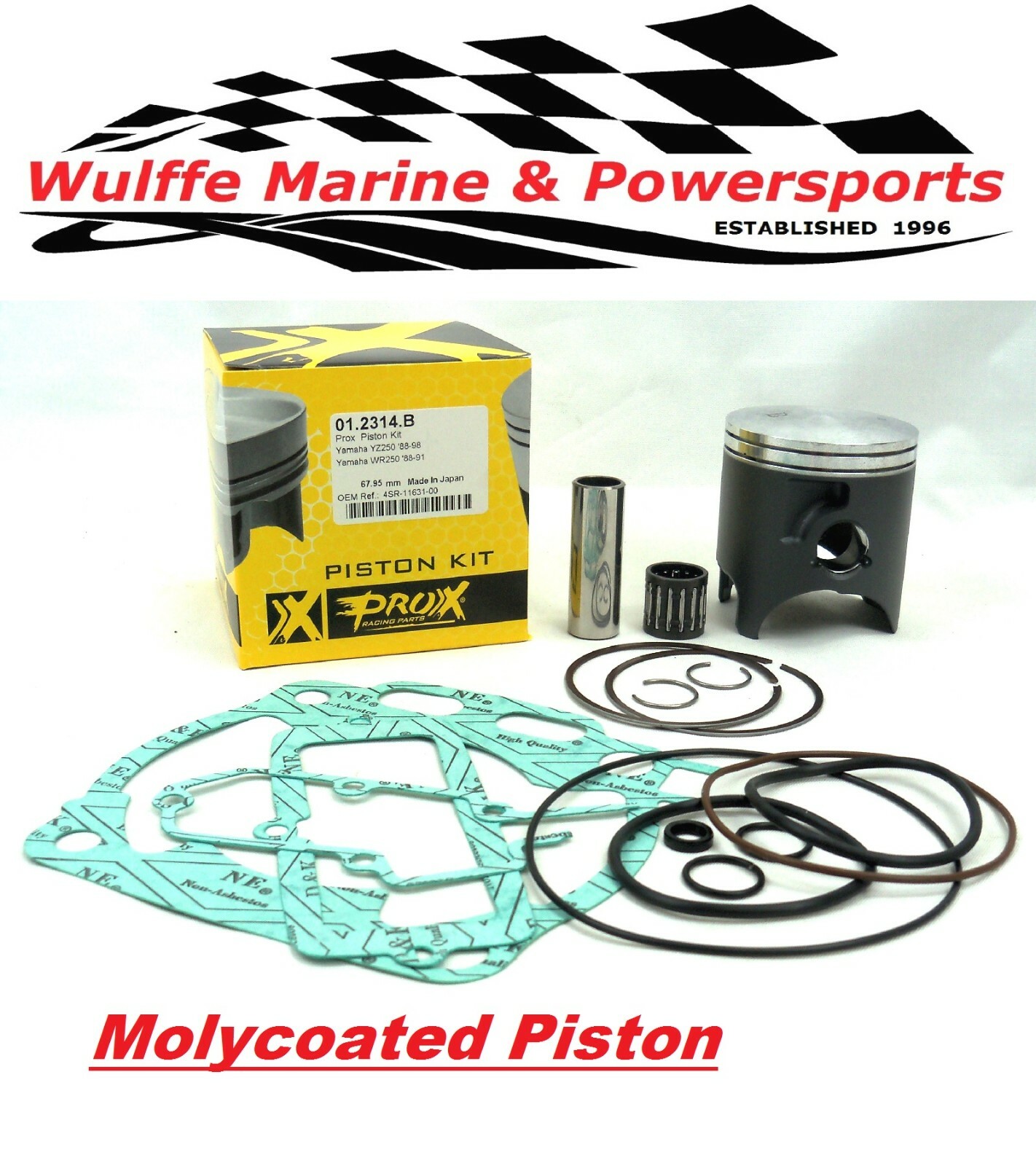 Top End Rebuild Kit Yamaha YZ250 1995-1996 68mm Std Bore Piston, Gasket set, Brg