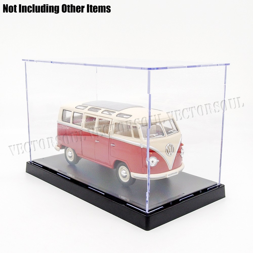 US 8.8"L Acrylic Display Box 3 Steps Plastic Base Case Self-Install Dustproof UV
