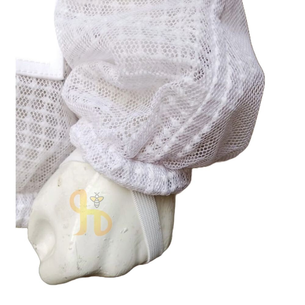 3 Layer Bee Sting Proof Jacket Full Ventilated Round Veil, White, Size 3XL