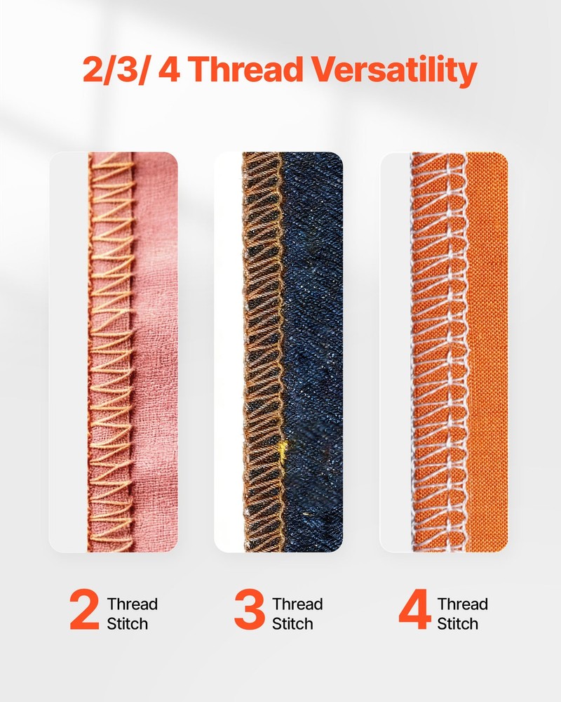 VEVOR Serger Sewing Machine Overlock Machine 1250 SPM 2-3-4 Thread Capability