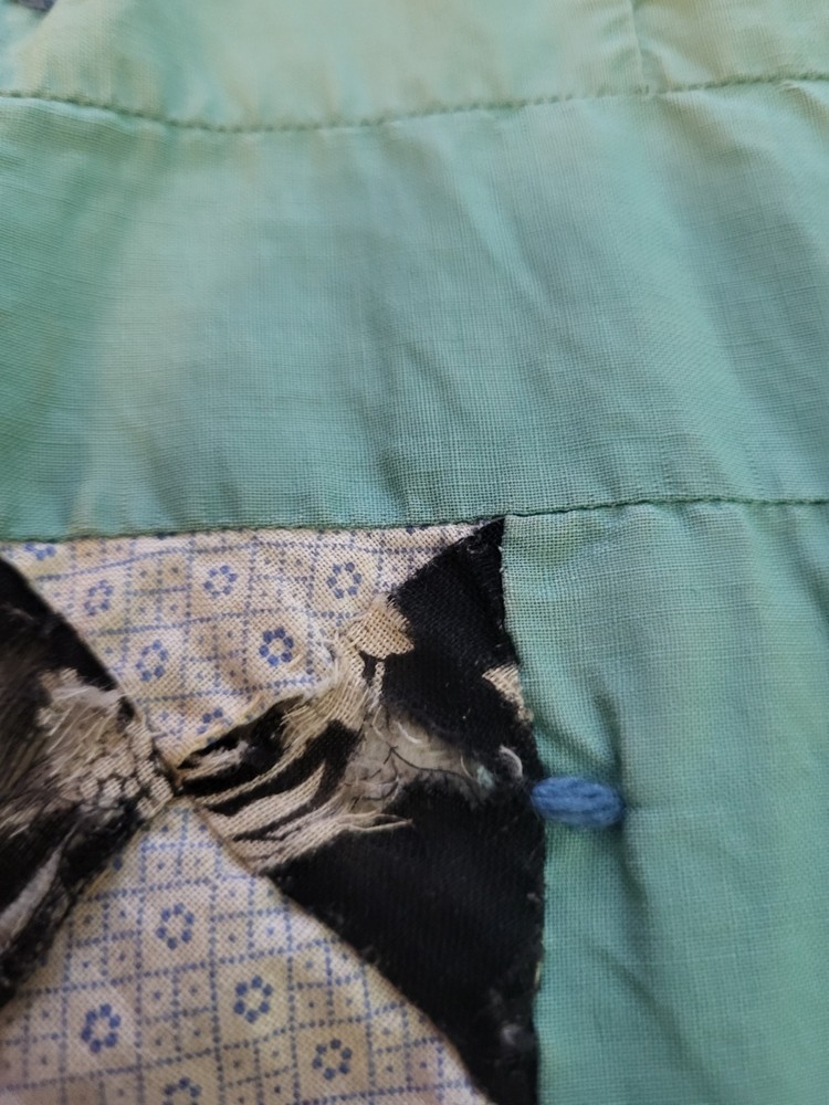 Hand -Tyed Patchwork Quilt Needs Repairs