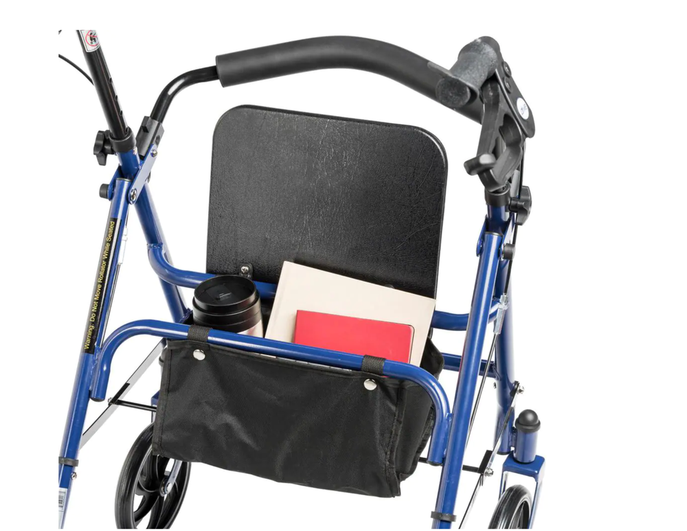 4-Wheel Walker Rollator Fold Up Removable Back Support Walking Assist Blue