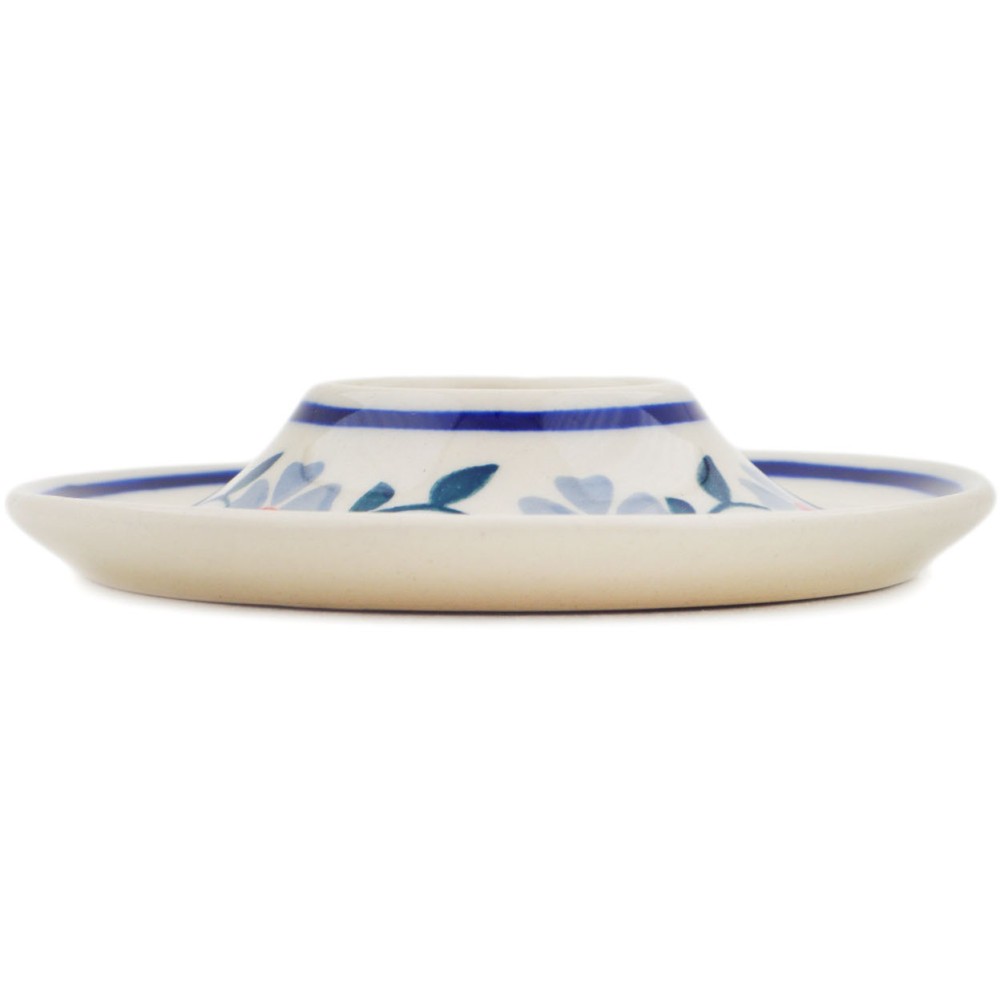 Polish Pottery Egg Plate 5" Peacock Forget-me-not