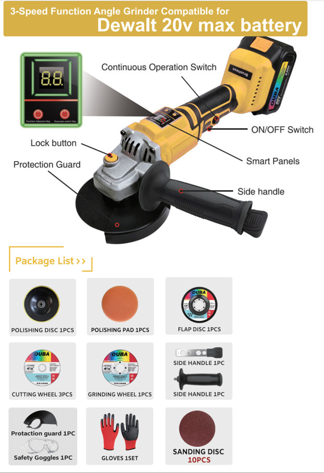 Cordless Angle Grinder For Dewalt 20V MAX 4-1/2" 5" Brushless 22PCS Complete Kit