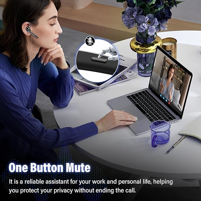 Bluetooth Headset, Wireless Bluetooth 5.3 Earpiece, 90Hrs Hands Free Headset