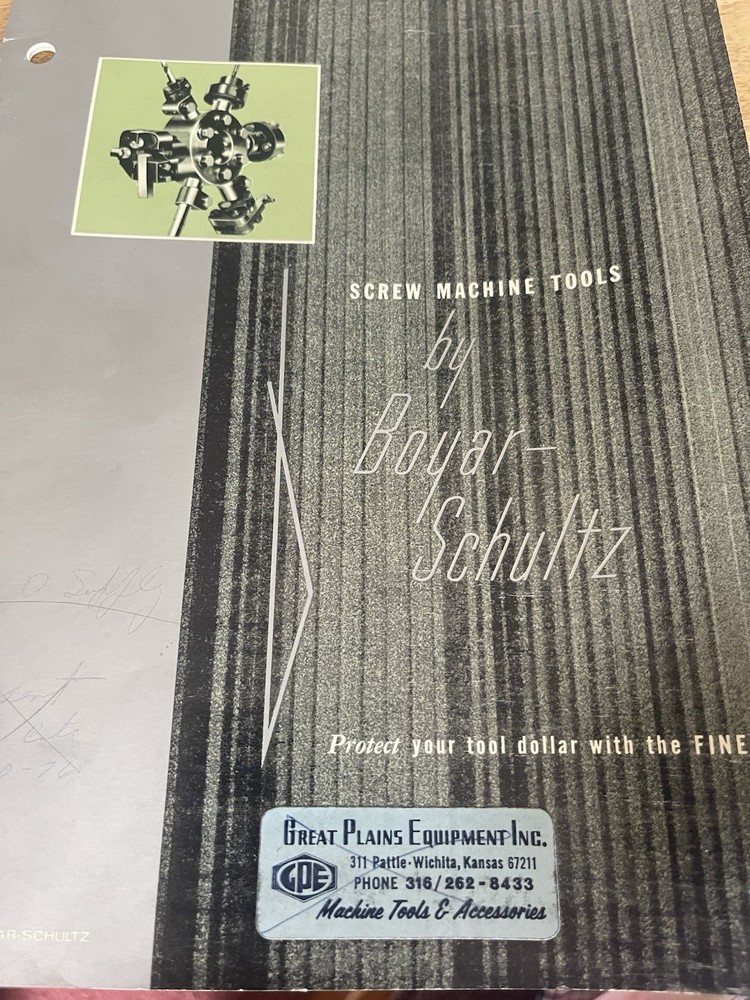 Boyar-Schultz Screw Machine Tools Catalog
