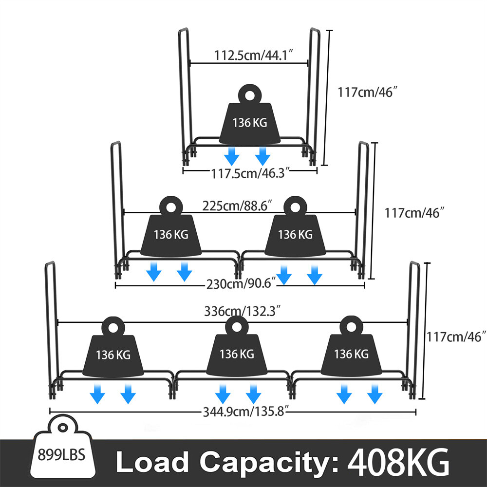 12ft/8ft Metal Firewood Rack Adjustable Outdoor Log Rack Wood Stacker for Patio